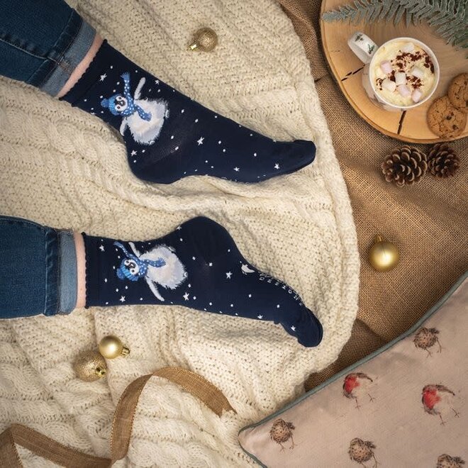 'Winter Wonderland' Penguin Navy Women's Socks