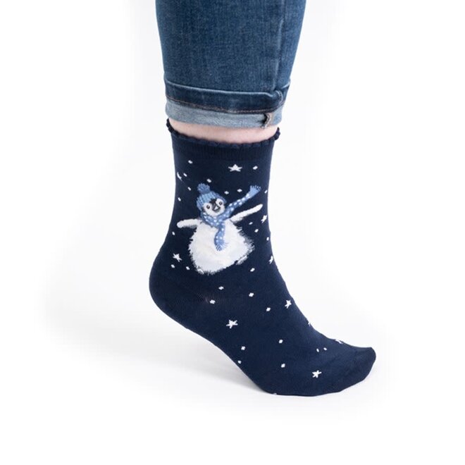 'Winter Wonderland' Penguin Navy Women's Socks