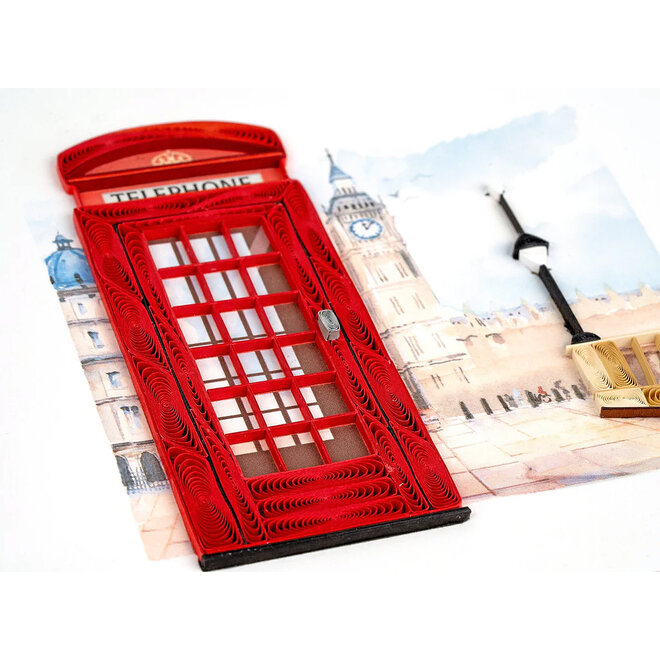 Red Telephone Booth Quilled Greeting Card