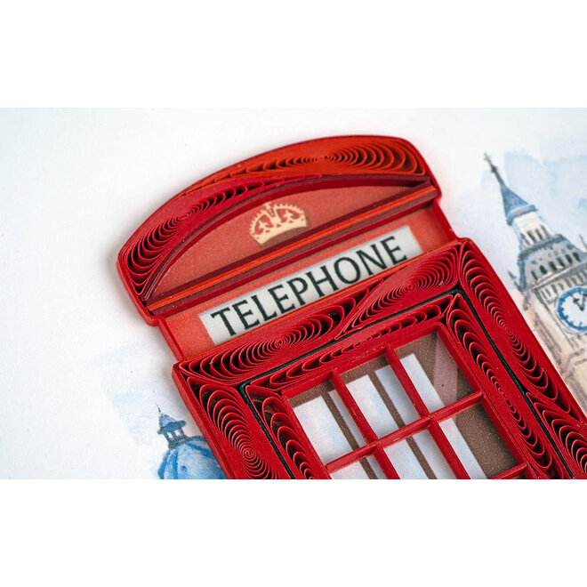 Red Telephone Booth Quilled Greeting Card
