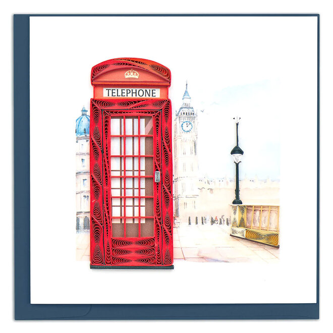Red Telephone Booth Quilled Greeting Card