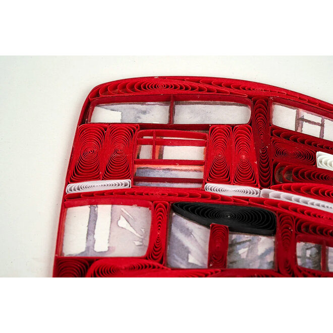 Red Double-Decker Bus Quilled Greeting Card