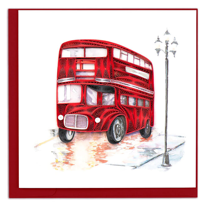 Red Double-Decker Bus Quilled Greeting Card