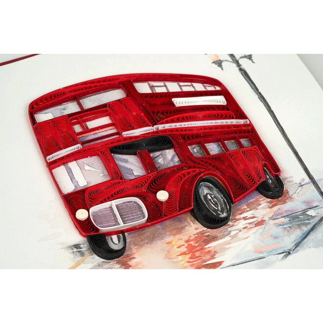 Red Double-Decker Bus Quilled Greeting Card