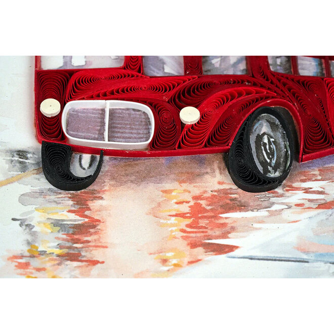 Red Double-Decker Bus Quilled Greeting Card