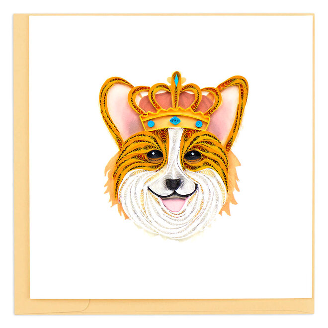 Royal Corgi Quilled Greeting Card