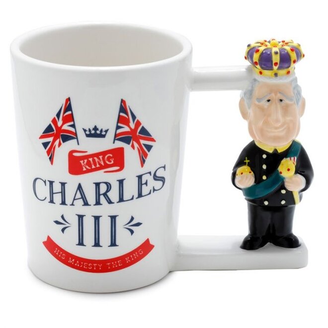King Charles III Shaped Handle Ceramic Mug
