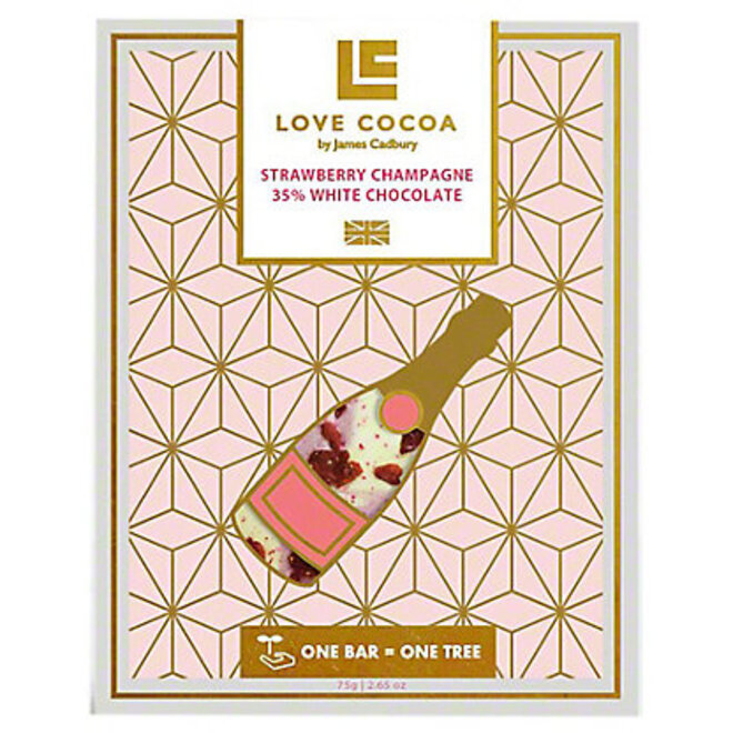 Love Cocoa Strawberry Champagne White Chocolate Bar