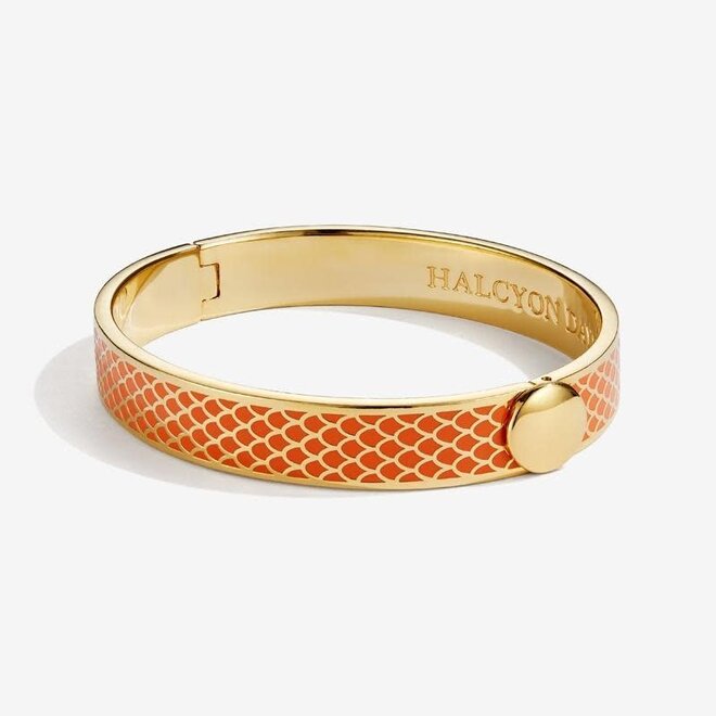 Salamander Orange & Gold Hinged Bangle