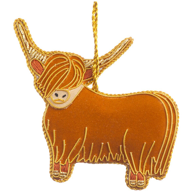 St.Nicolas Golden Horn Highland Cow Ornament