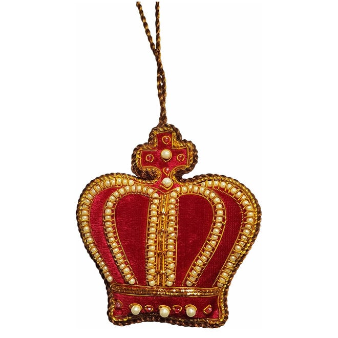 St. Nicolas Classic Maroon Velvet Crown Ornament
