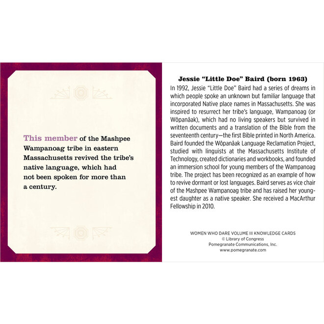Women Who Dare, Volume III Knowledge Cards