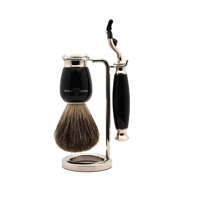 Edwin Jagger 3 Piece Black Mach 3 Shaving Set