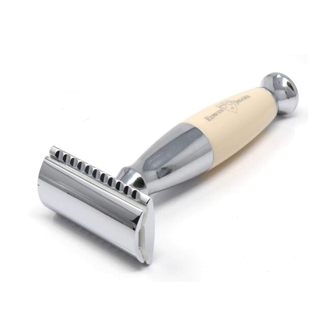 Edwin Jagger Faux Ivory & Chrome Plated Double Edge Safety Razor