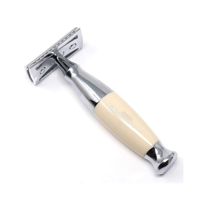 Edwin Jagger Faux Ivory & Chrome Plated Double Edge Safety Razor