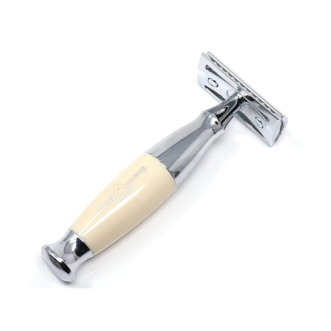 Edwin Jagger Faux Ivory & Chrome Plated Double Edge Safety Razor
