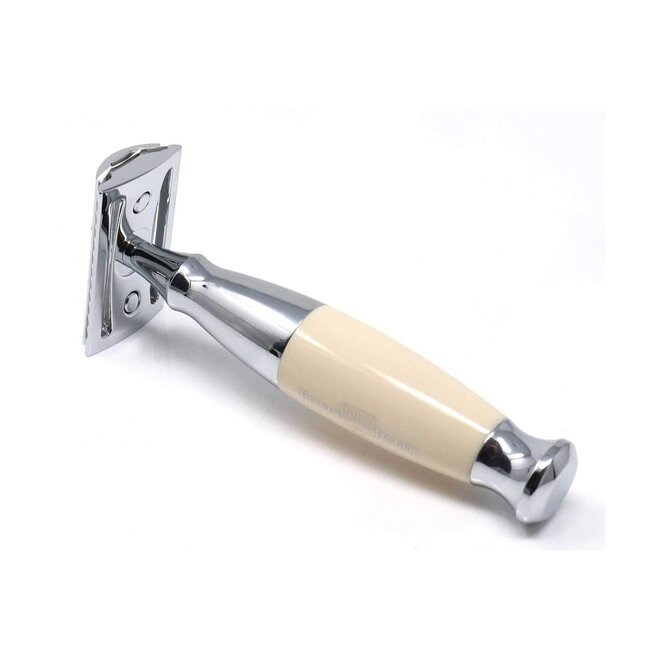 Edwin Jagger Ivory & Chrome Plated Double Edge Safety Razor