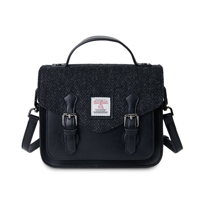 Harris Tweed Black Herringbone Mini Calton Satchel
