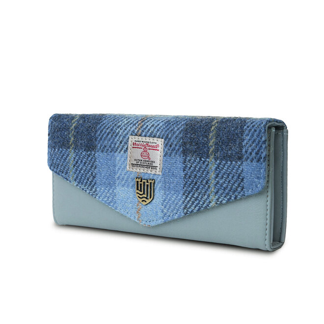Harris Tweed Blue Tartan Large Clasp Purse