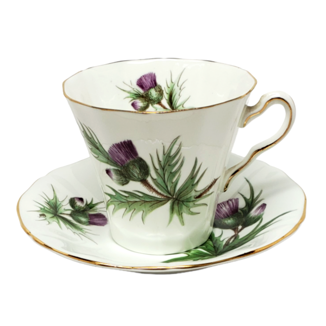 Adderley Ceramics Thistle Cup & Saucer with gold