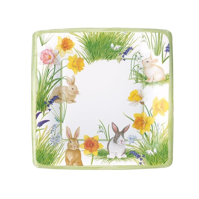 Bunnies & Daffodils Square Paper Salad & Dessert Plates