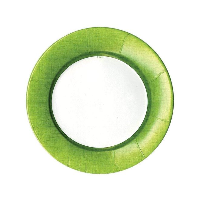 Moss Green Linen Border Paper Salad & Dessert Plates