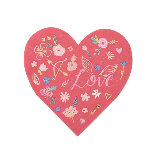 Valentine's Day Love Heart Shaped Paper Napkins