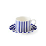 Blue Italian Steccato Narrow Stripe Teacup  & Saucer