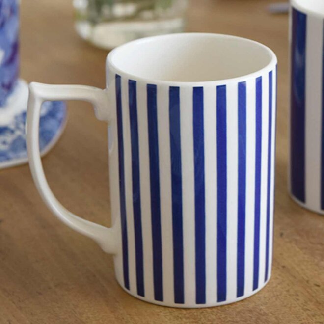 Blue Italian Steccato Narrow Stripe Mug