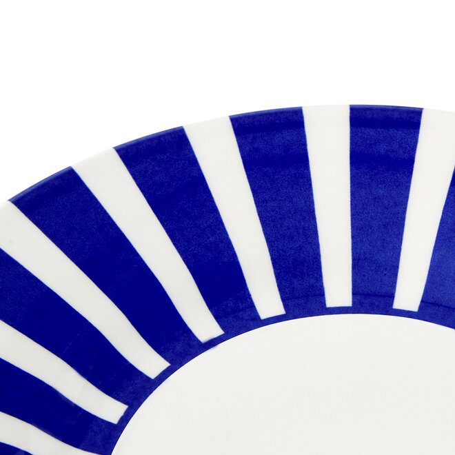 Blue Italian Steccato Bold Stripe Tidbit Plate