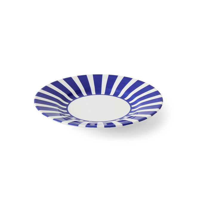 Blue Italian Steccato Bold Stripe Tidbit Plate