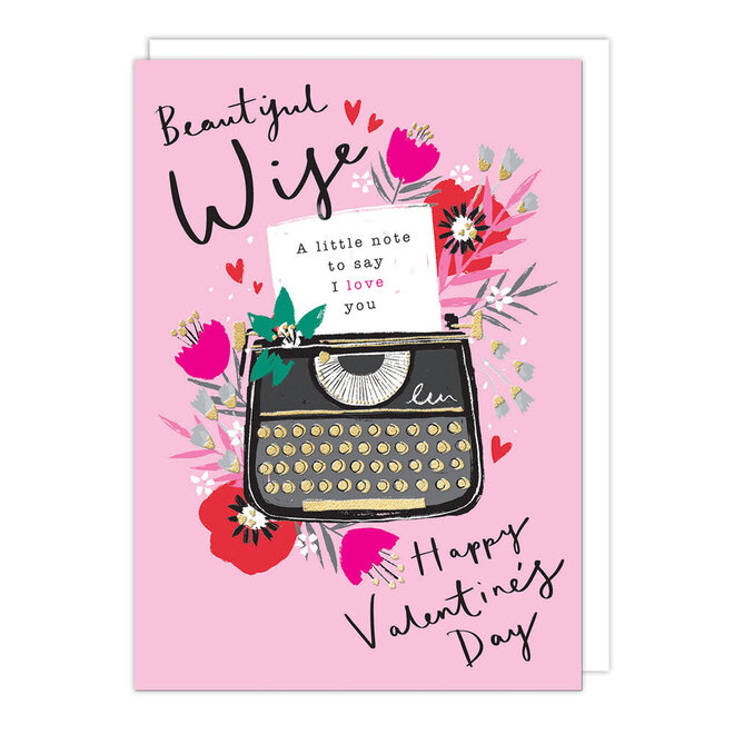 Beautiful Wife Typewriter Valentine's Day Card