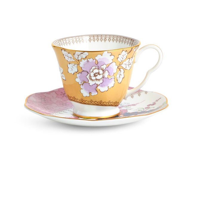 Butterfly Bloom Yellow Floral Bouquet Teacup & Saucer