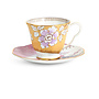 Butterfly Bloom Yellow Floral Bouquet Teacup & Saucer