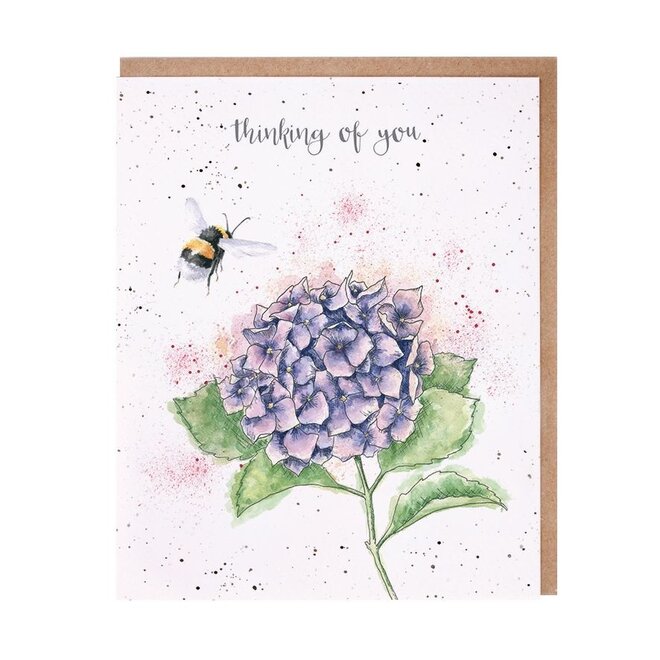 'Thinking of You Hydrangea' Bee Sympathy Card
