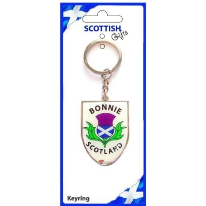 Bonnie Scotland Thistle Shield Key Ring