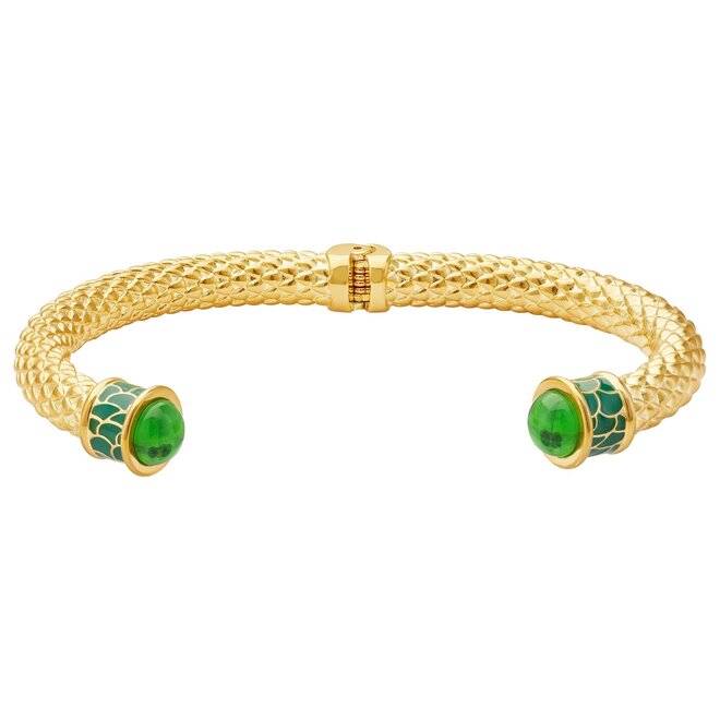 Minoan Emerald Jewel & Gold Hinged Torque Bangle