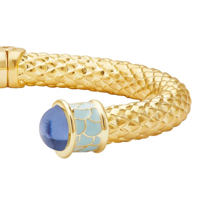 Minoan Forget-Me-Not & Gold Hinged Torque Bangle