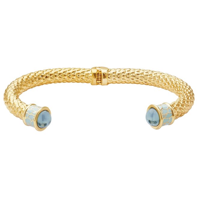 Minoan Aquamarine Jewel & Gold Hinged Torque Bangle