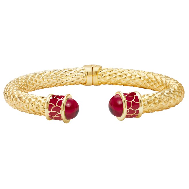Minoan Ruby & Gold Torque Hinged Bangle