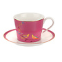 Sara Miller Chelsea Collection Pink Birds Teacup & Saucer