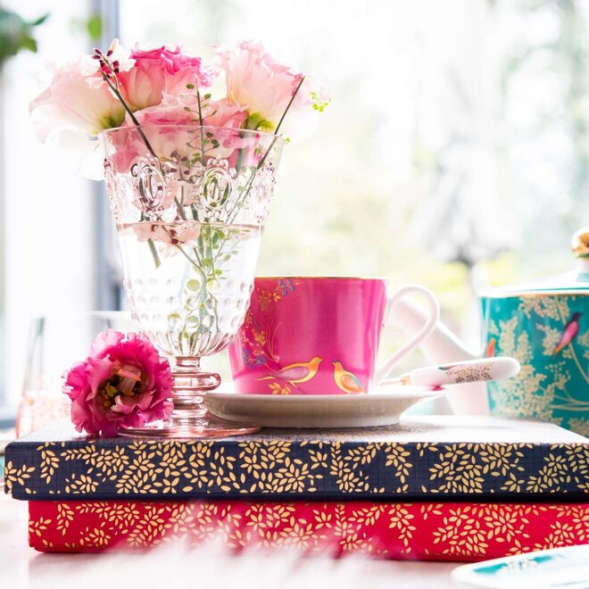 Sara Miller Chelsea Collection Pink Birds Teacup & Saucer