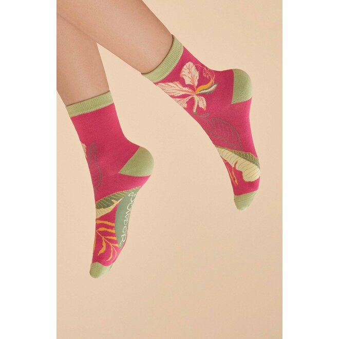 Delicate Tropical Women's Ankle Socks (Dark Rose)