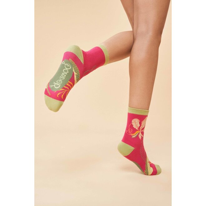 Delicate Tropical Women's Ankle Socks (Dark Rose)