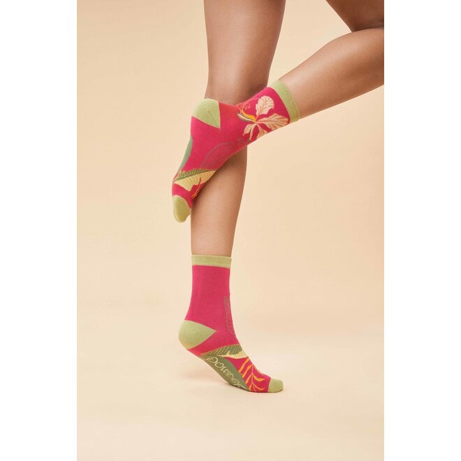 Delicate Tropical Women's Ankle Socks (Dark Rose)