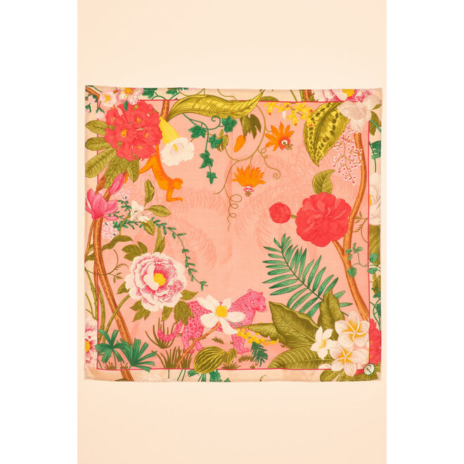 Tropical Flora and Fauna Silk Square in Petal