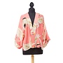 Peony Pink Heron Print Short Kimono