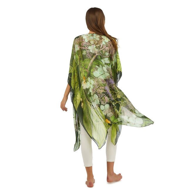 Hydrangea Print Lime Long Kimono