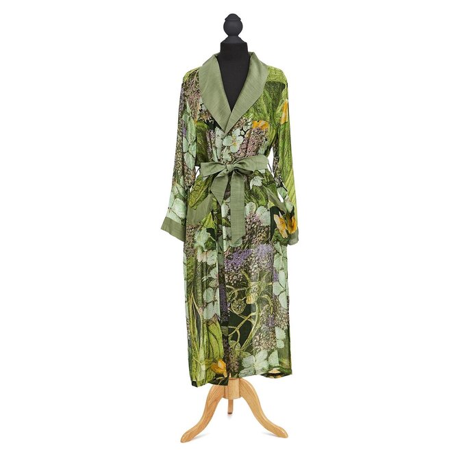 KEW Hydrangea Print Lime Robe Gown
