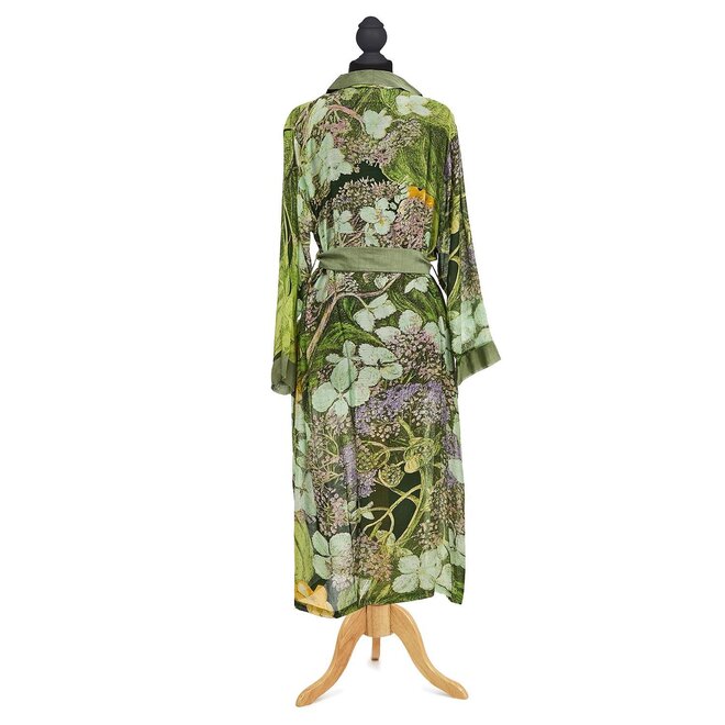 KEW Hydrangea Print Lime Robe Gown